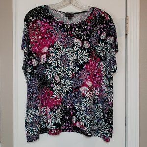J. Jill Wearever Size L (14-16) Floral Short Sleeve Rayon Top, NWOT